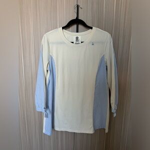 NWOT 100% Cotton Long Sleeve Stripe Mixed Media TShirt